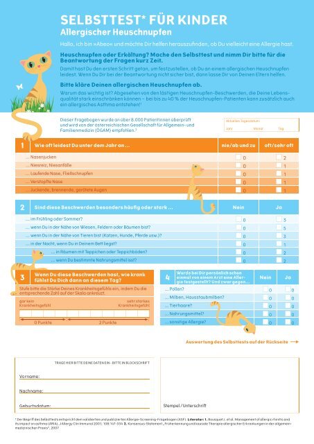 Allergiefragebogen Kinder - Allergie-Plattform