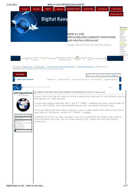 BMW K+CAN INPA/SSS/DIS/CARSOFT/NAVCODER usb interface ...