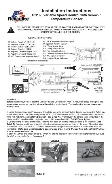 Variable Speed Controller with Thread-in Temperature Sensor FLEX-A-LITE 31163