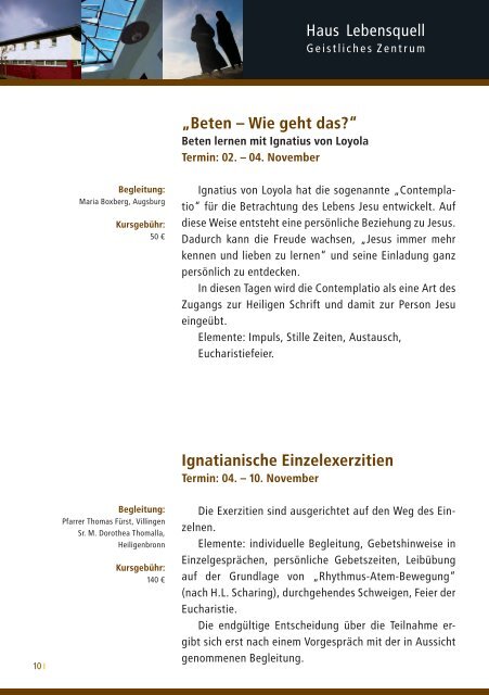 Jahresprogramm 2012 - Stiftung St. Franziskus Heiligenbronn