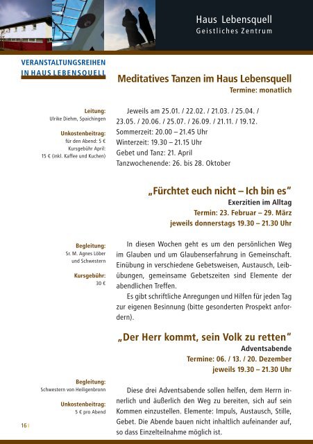 Jahresprogramm 2012 - Stiftung St. Franziskus Heiligenbronn