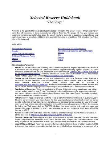Selected Reserve Guidebook “The Gouge” - NavyGirl.org
