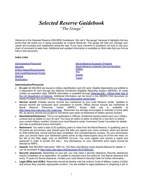 Selected Reserve Guidebook The Gouge Navygirl Org