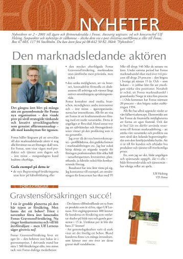 Nyhetsbrev 2/01 - Fonus