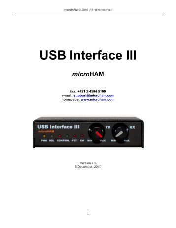 USB Interface III - microHAM