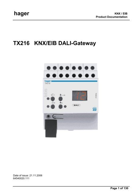 hager TX216 KNX/EIB DALI-Gateway - UTU