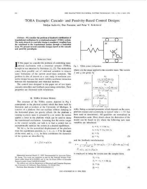 TORA Example: Cascade- and Passivity-Based Control Designs ...