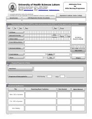 Admission Form for M.Sc. Nursing - University of Health Sciences