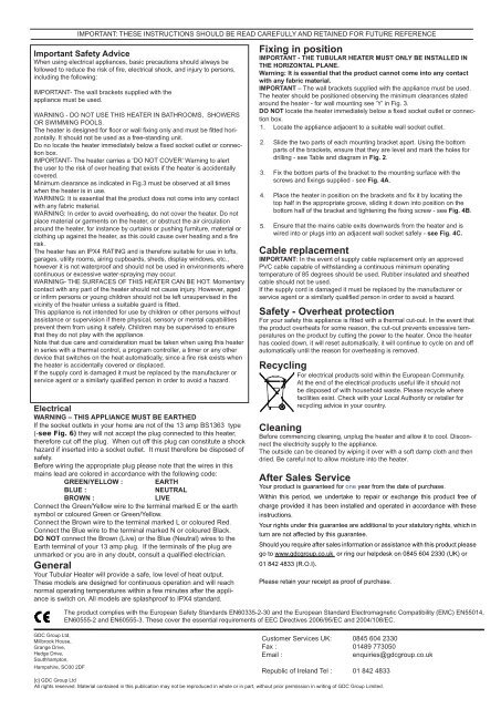 GDC tubular heater instructions issue 4.indd - Creda Heating