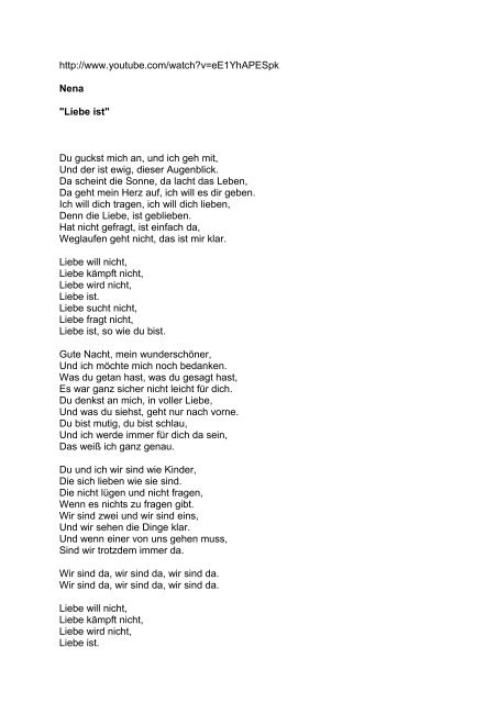 Nicht wie fragt liebe du ist so bist liebe