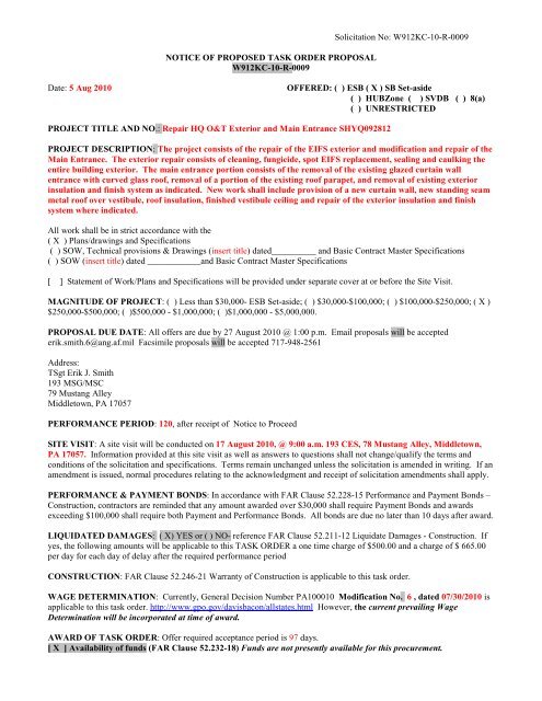 notice of proposed task order request for proposal form - Balton ...