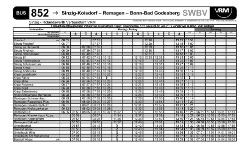 852 â Sinzig-Koisdorf â Remagen â Bonn-Bad Godesberg BUS