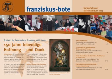 Sonderausgabe franziskus-bote zum Klosterjubiläum 2007