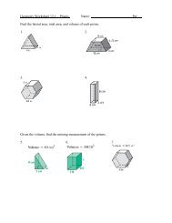 Geometry Worksheet 12.1 - Prisms Name: Per Find the lateral area ...