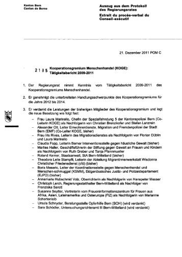Kanton Bern Auszug BUS dem Protokoll Canton de Berne ^,^5 ...
