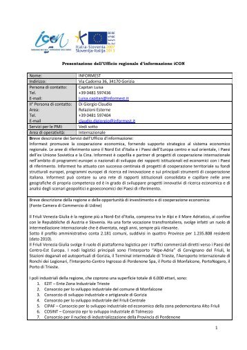INFORMEST Indirizzo: Via Cadorna 36, 34170 Gorizia ... - iCon