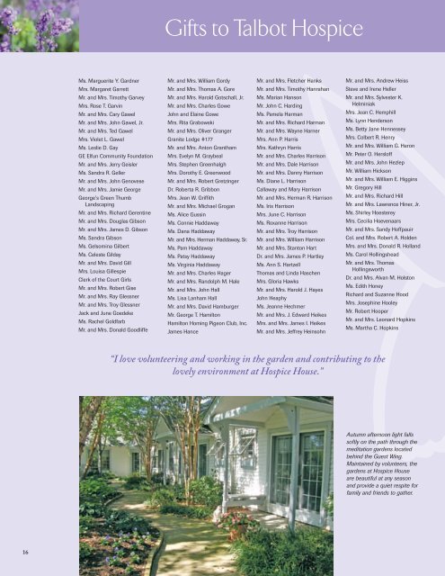 Talbot Hospice Foundation, Inc. Annual Report 2007-2008