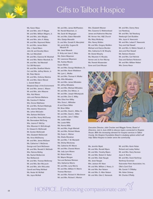 Talbot Hospice Foundation, Inc. Annual Report 2007-2008