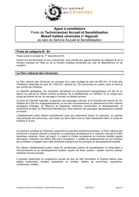 13-07 Fiche de poste Technicien Accueil ... - Fonction publique