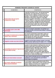 DOMANDE FREQUENTI AGENZIE DI VIAGGIO - Provincia di Verona