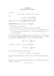 Math 664 Homework #2: Solutions 1. Let Î© = R, F = {A â R : either A ...