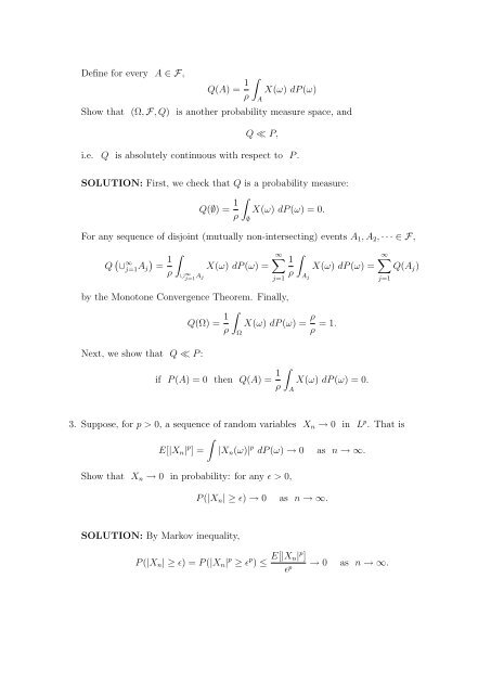 Math 664 Homework #2: Solutions 1. Let Î© = R, F = {A â R : either A ...