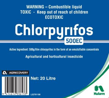 Chlorpyrifos 500EC 20L Label - Nufarm