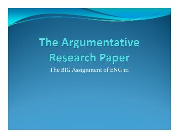 The BIG Assignment of ENG 111