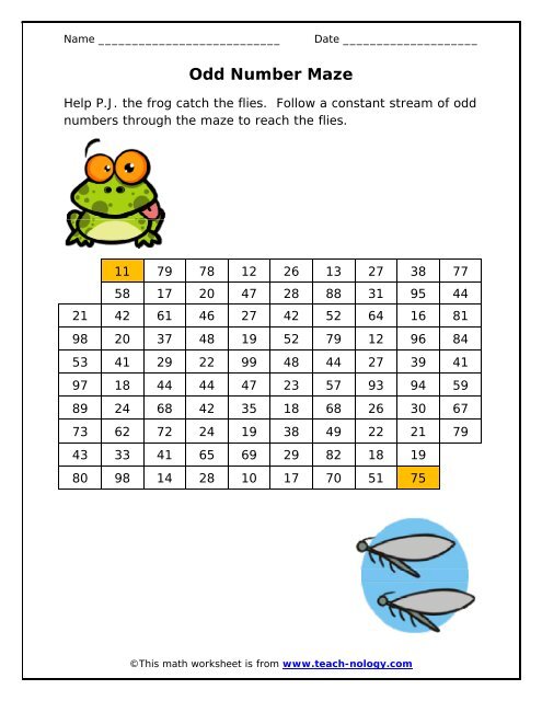 Odd Number Maze - Teach-nology