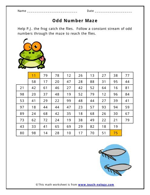 Odd Number Maze - Teach-nology