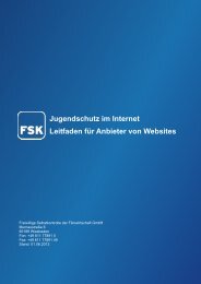 Jugendschutz im Internet Leitfaden für Anbieter von Websites - FSK