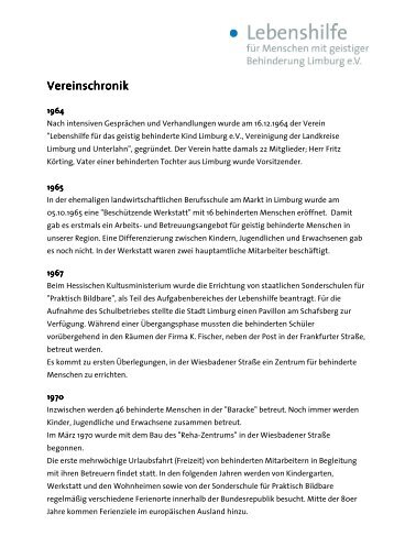 Vereinschronik Vereinschronik - Lebenshilfe Limburg