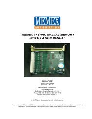 MEMEX YASNAC MX3/LX3 MEMORY INSTALLATION MANUALâ¢ To ...