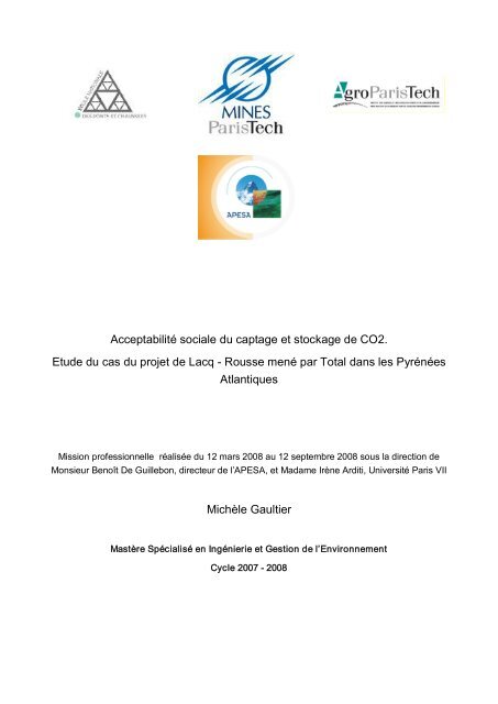 AcceptabilitÃ© sociale du captage et stockage de CO2 - Centre ...