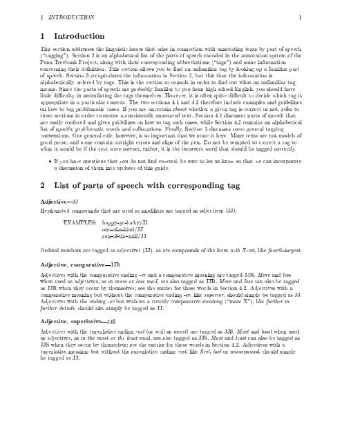 Part-of-Speech Tagging Guidelines for the Penn Treebank ... - IMS