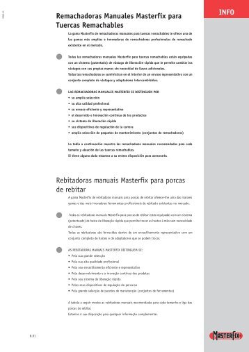 INFO Remachadoras Manuales Masterfix para Tuercas ... - Pegamo