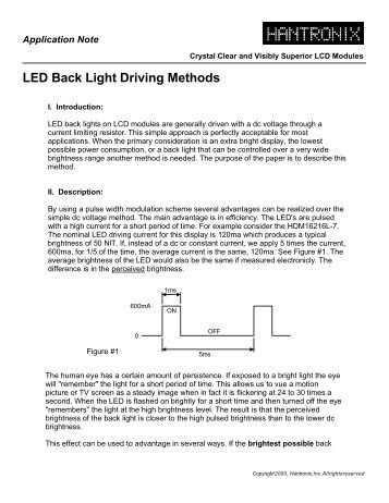 LED Back Light Driving Methods - Hantronix, Inc