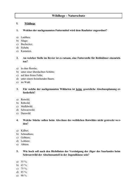 Wildhege Naturschutz Jagdschule Seibt