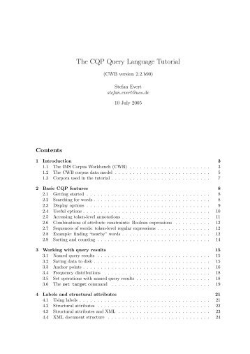 The CQP Query Language Tutorial - IMS