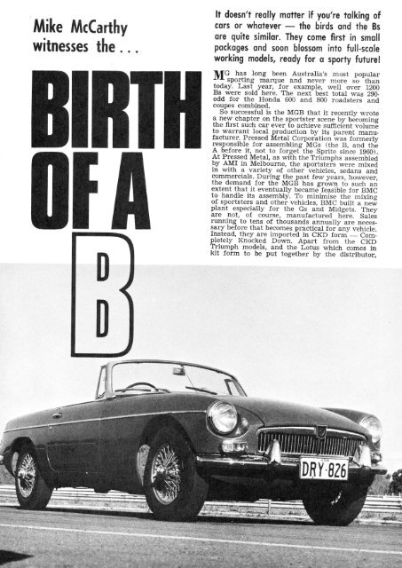 MGB â Birth of a B - MGBs Made In Australia