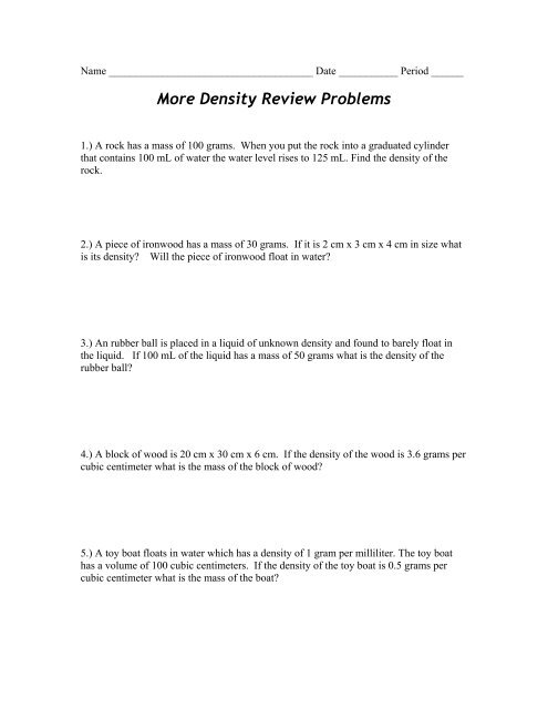 more-density-review-problems-colina-middle-school