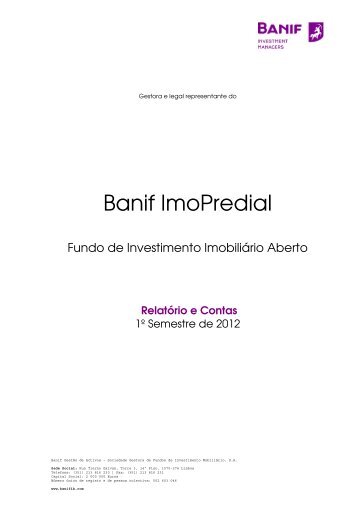 BANIF IMOPREDIAL - FUNDO DE INVESTIMENTO IMOBILIÃRIO ...