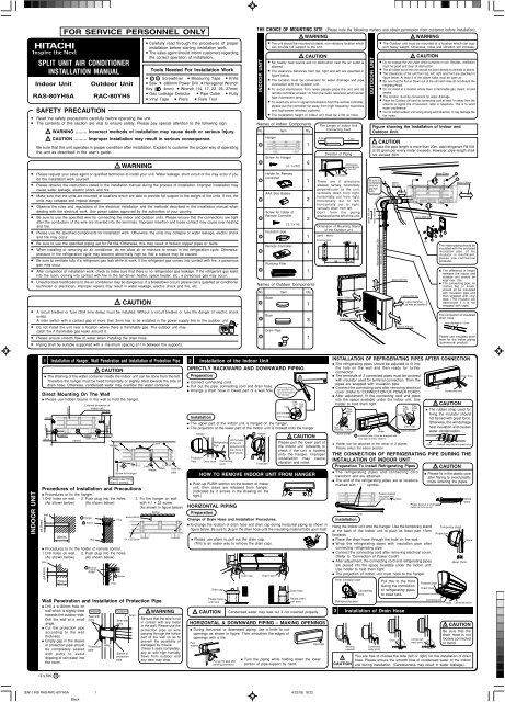split unit air conditioner installation manual for service personnel only