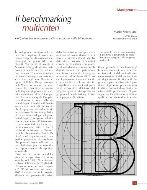 Il benchmarking multicriteri - Biblioteche oggi