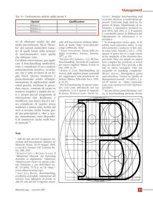 Il benchmarking multicriteri - Biblioteche oggi