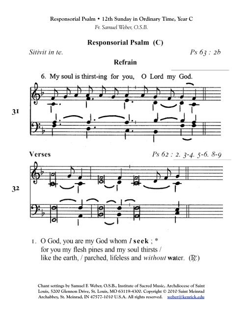 Responsorial Psalm • 12th Sunday in Ordinary ... - Chabanel Psalms