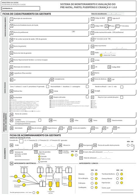 Ficha de Cadastramento da gestante