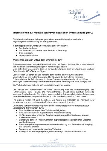 Informationen zur Medizinisch Psychologischen Untersuchung (MPU)