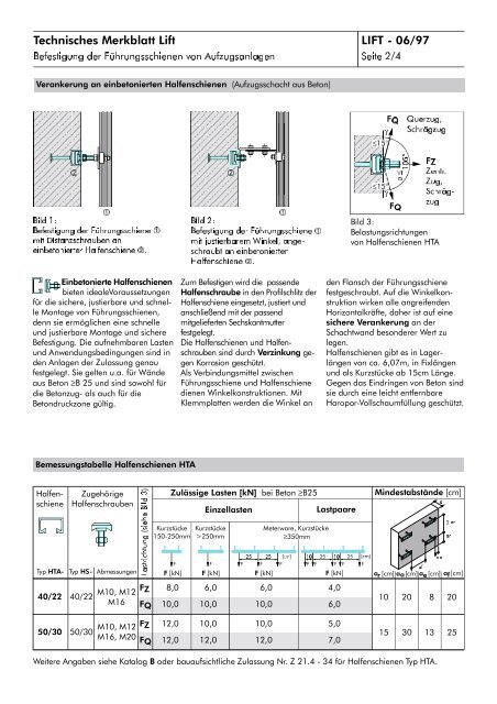 Technisches Merkblatt Lift LIFT - 06/97 - Stingl GmbH