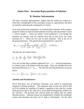 Stokes Flow – Invariant Representation of Solutions